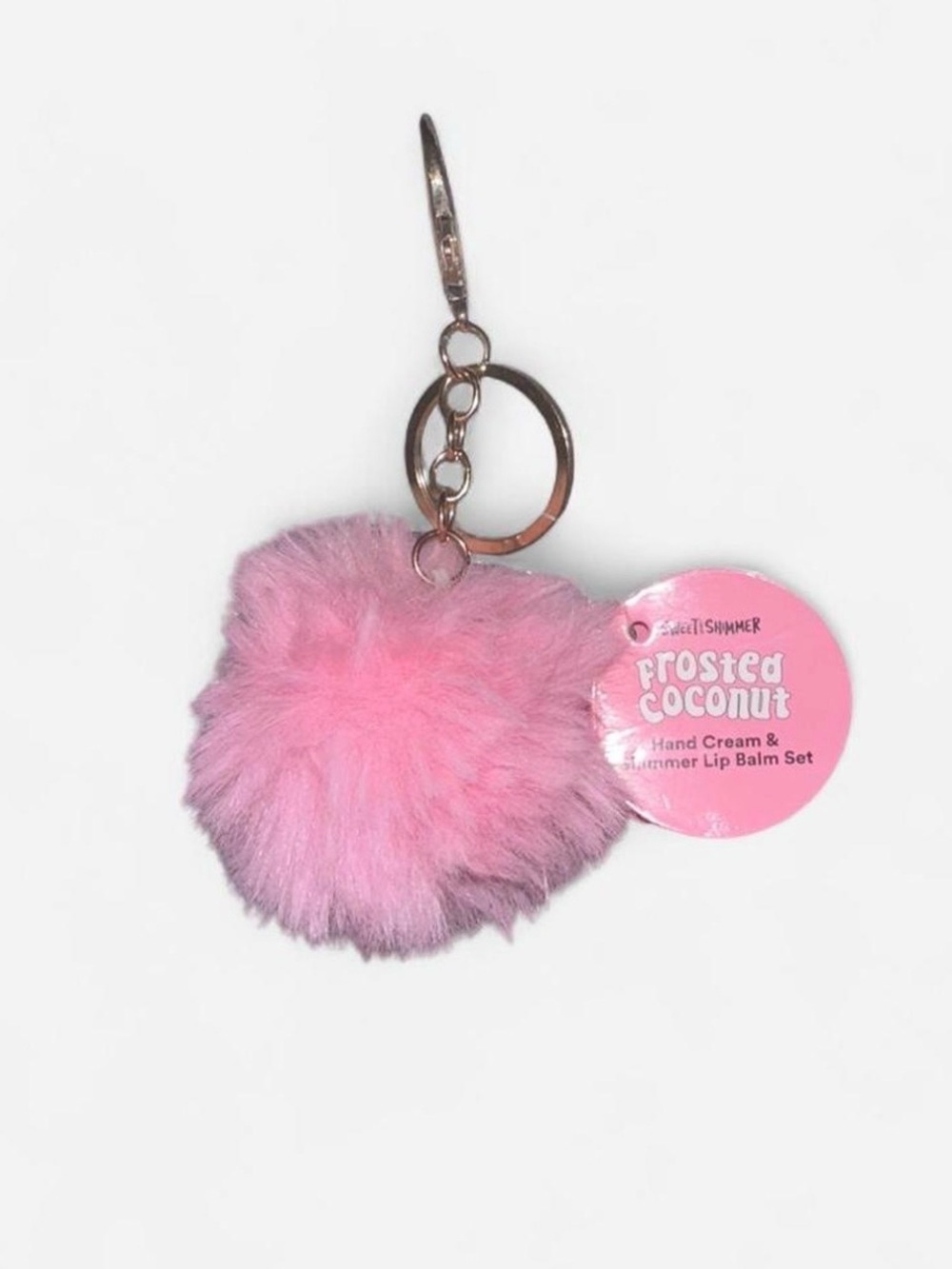 Pink Faux Fur Pom Keychain